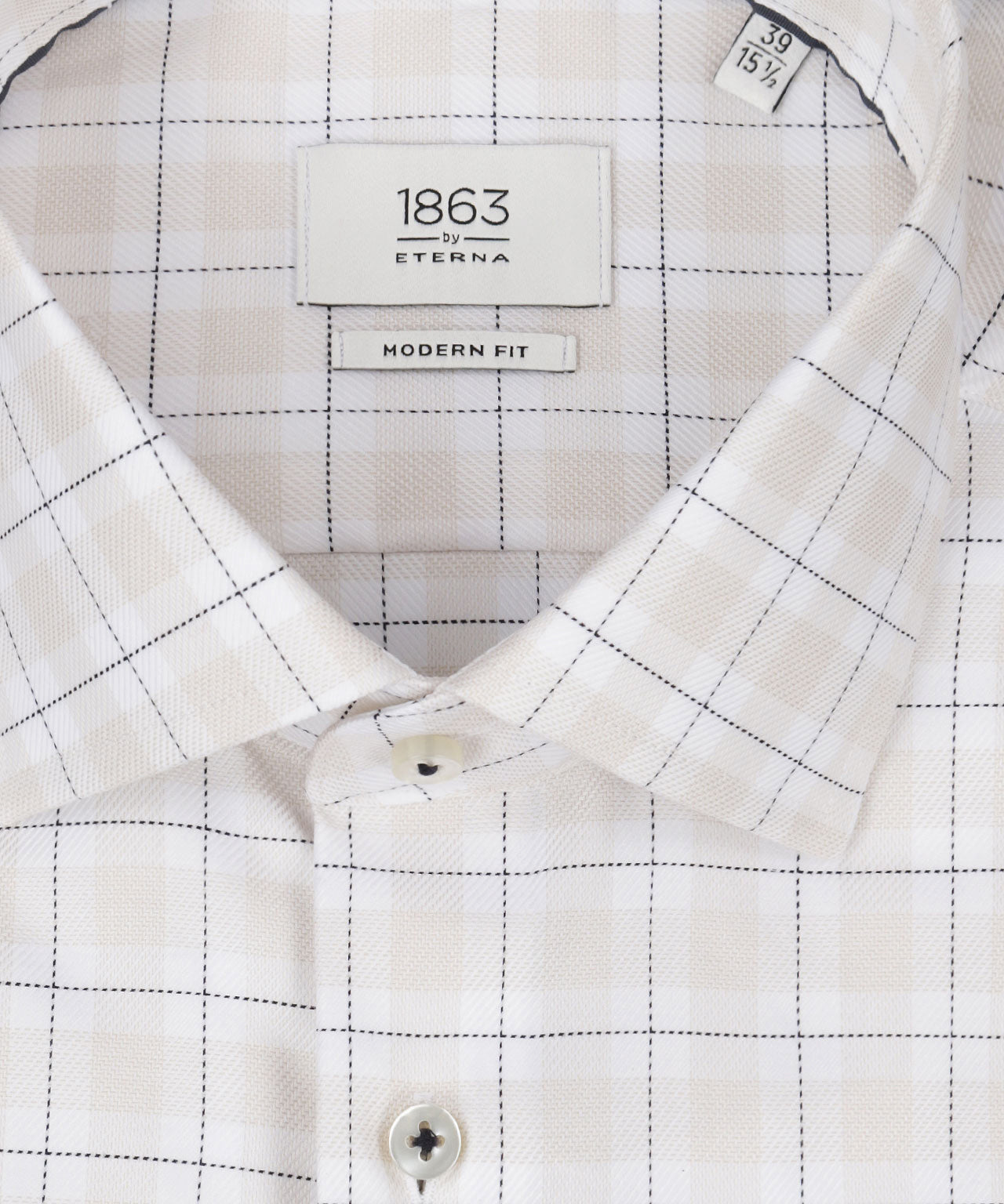 Striped shirt with semi-spread collar | Brown