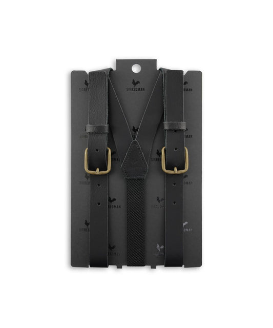 Leder-Hosenträger, 2-in-1, mit Clips und Laschen | Schwarz