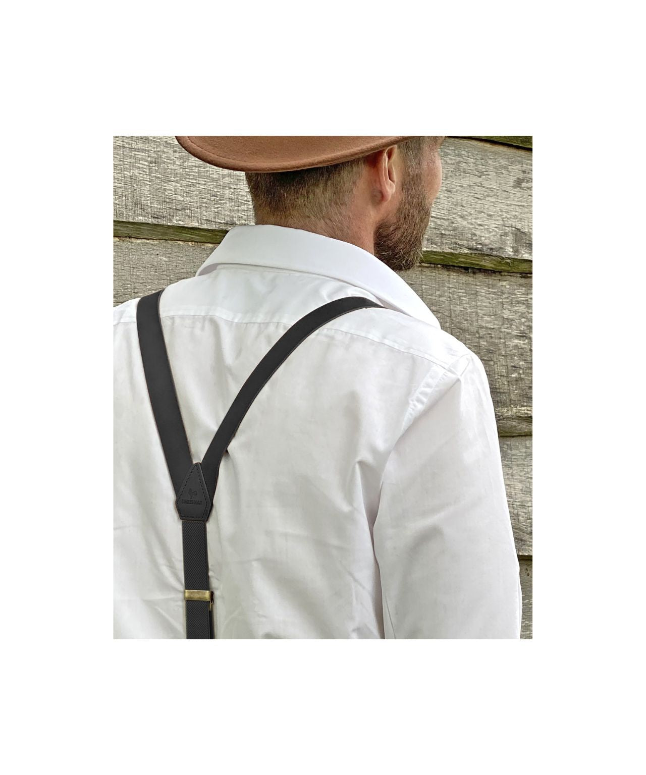 Leder-Hosenträger, 2-in-1, mit Clips und Laschen | Schwarz