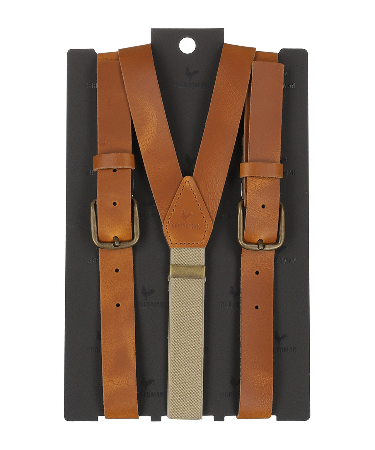 Leather 2-in-1 braces with clips and tabs | Brown