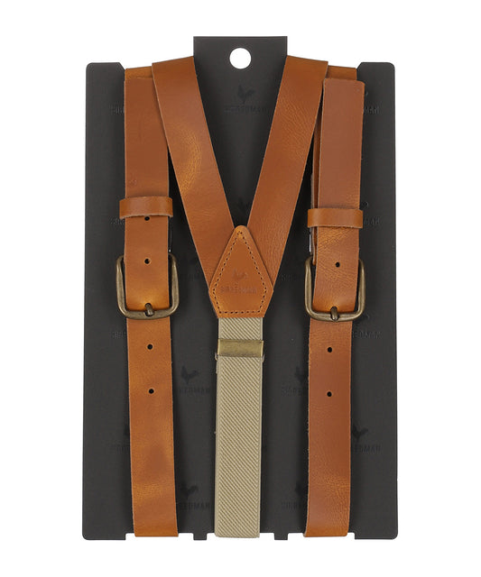 Leder-Hosenträger, 2-in-1, mit Clips und Laschen | Braun