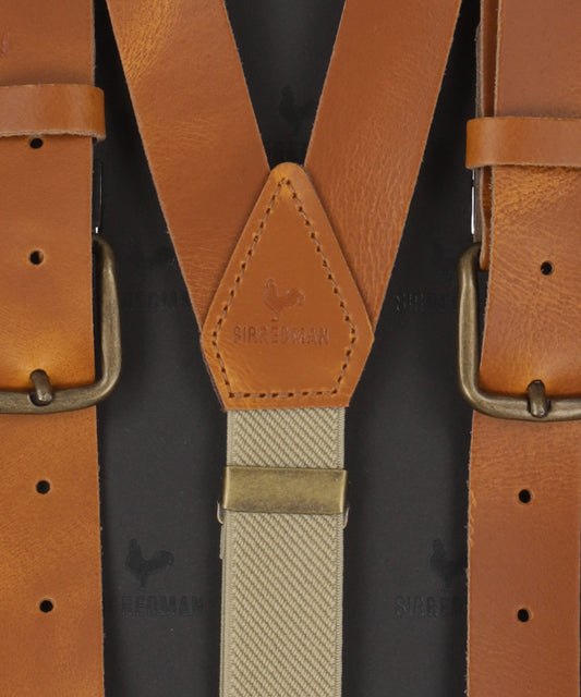 Leder-Hosenträger, 2-in-1, mit Clips und Laschen | Braun