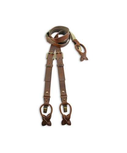 Leder-Hosenträger, 2-in-1, mit Clips und Laschen | Braun
