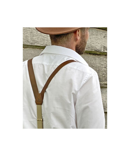 Leder-Hosenträger, 2-in-1, mit Clips und Laschen | Braun
