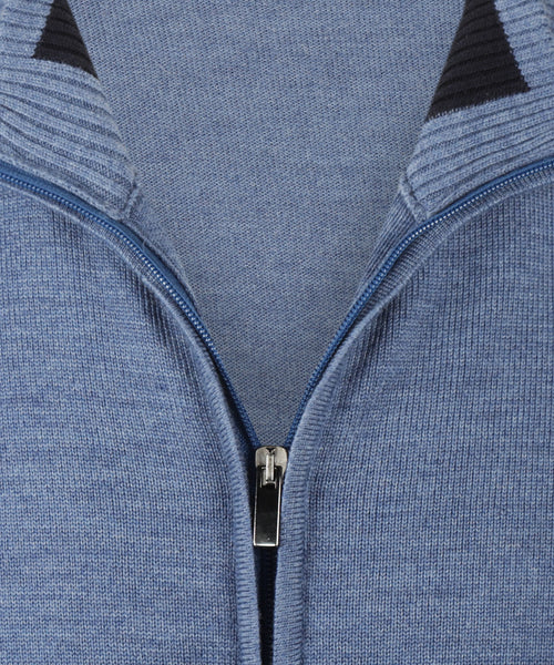 Merino Zip-Up Vest | Blue Mix