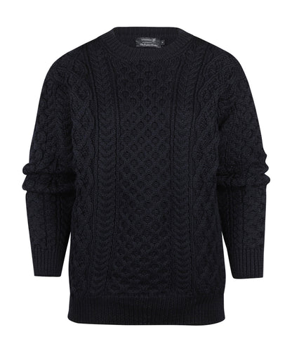 Aran-Pullover mit Rundhalsausschnitt und Zopfmuster | Marineblau