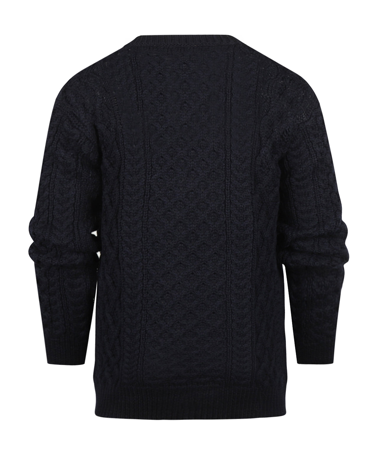 Aran-Pullover mit Rundhalsausschnitt und Zopfmuster | Marineblau