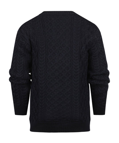 Aran-Pullover mit Rundhalsausschnitt und Zopfmuster | Marineblau