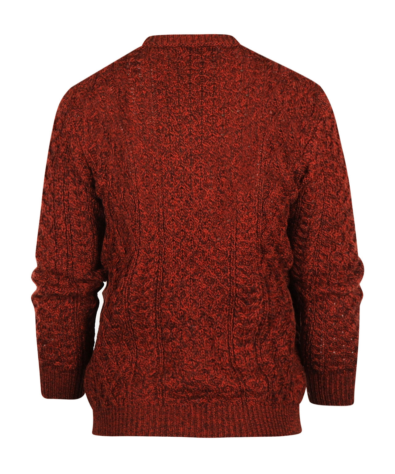 Aran-Pullover mit Rundhalsausschnitt und Zopfmuster | Bordeauxrot