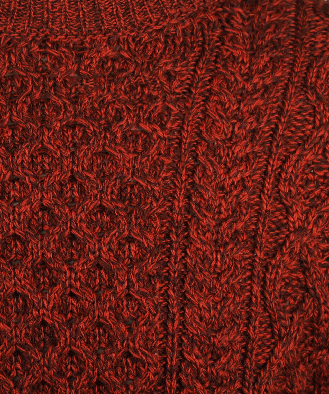 Aran-Pullover mit Rundhalsausschnitt und Zopfmuster | Bordeauxrot
