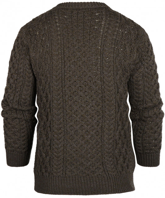 Aran-Pullover mit Rundhalsausschnitt und Zopfmuster | Grün