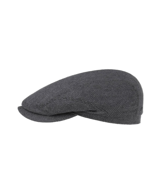 Klassische Cap Silk | Dunkelgraues Fischgrätmuster