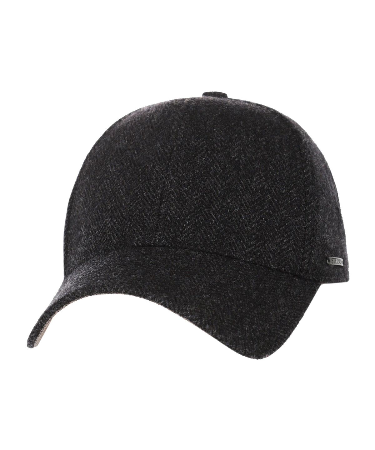 Baseball Cap Wool Herringbone | Zwart Herringbone