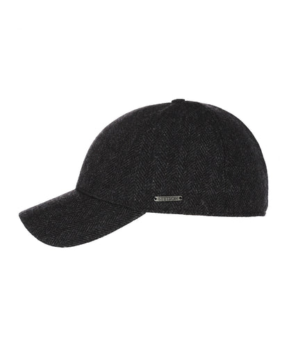 Baseball Cap Wool Herringbone | Zwart Herringbone