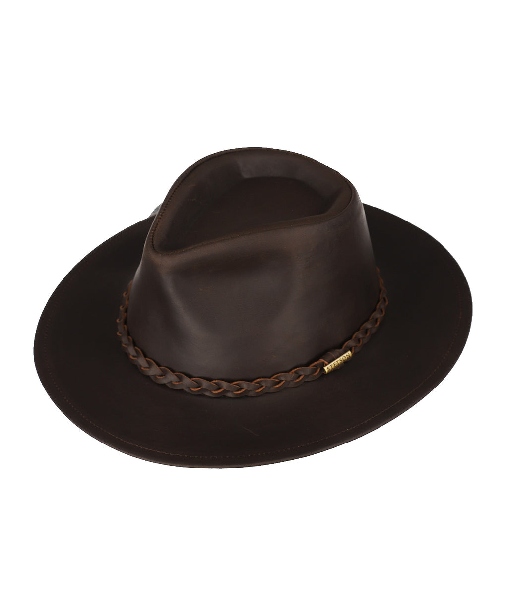 Stetson Buffalo Leather Hat | Brown | The English Hatter display picture 1