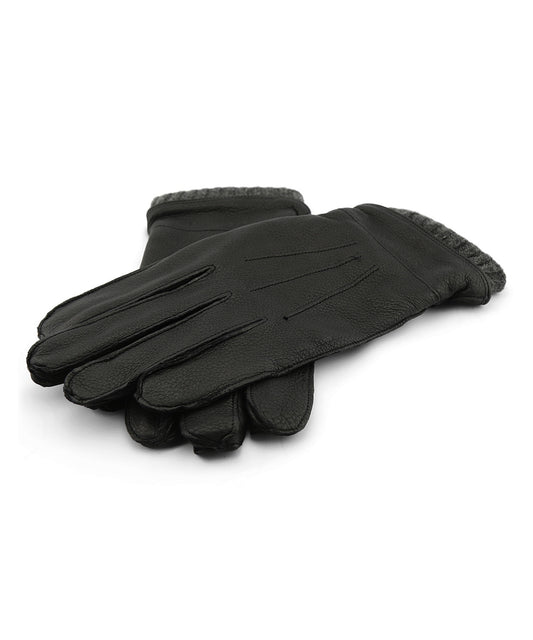 Stetson Handschuhe aus Hirschleder mit Kaschmir | Schwarz