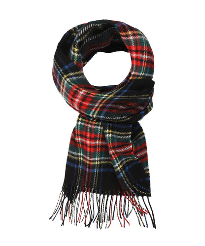 Karierter Lammwollschal | Schwarzer Stewart-Tartan