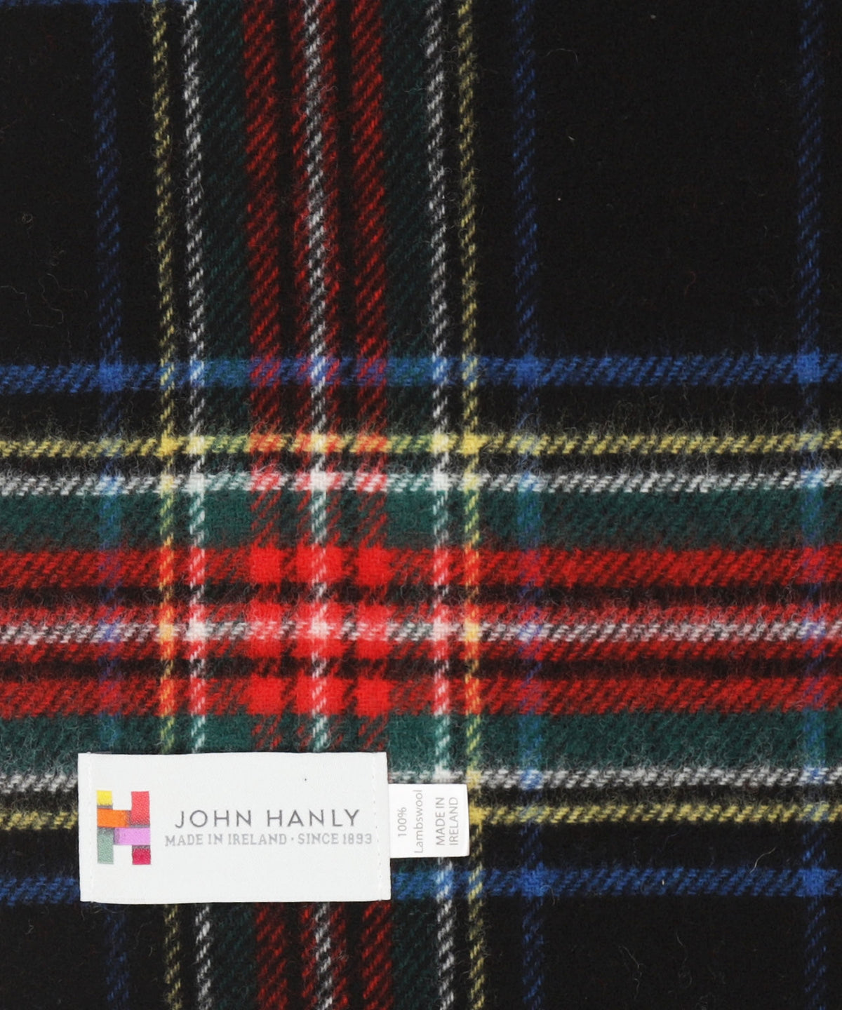 Karierter Lammwollschal | Schwarzer Stewart-Tartan