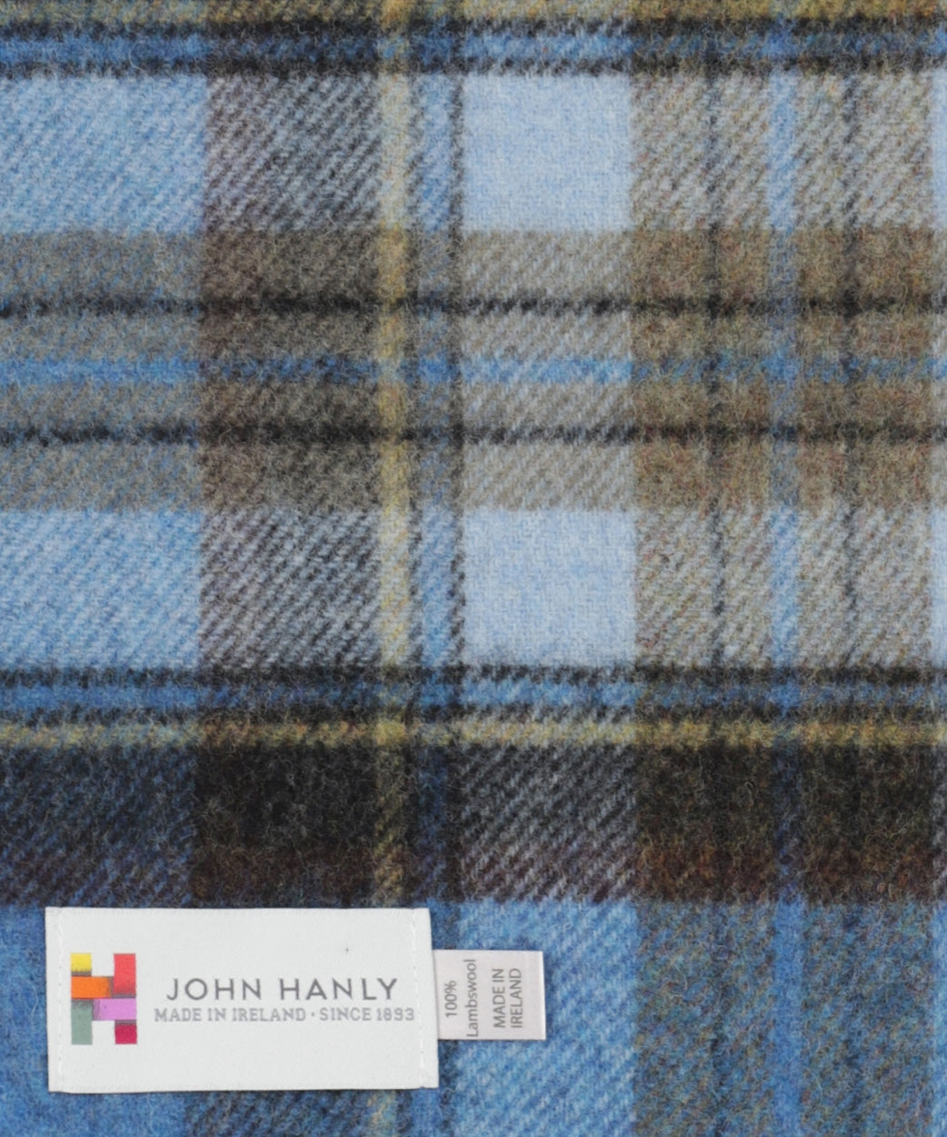 Checked Lambswool Scarf | Blue