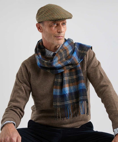Lambswool Scarf | Blue Orange Mix Check