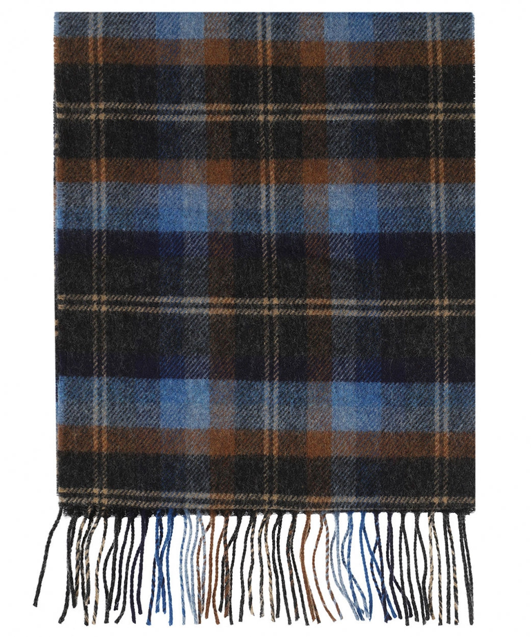 Lambswool Scarf | Blue Orange Mix Check
