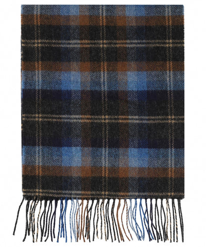 Lambswool Scarf | Blue Orange Mix Check