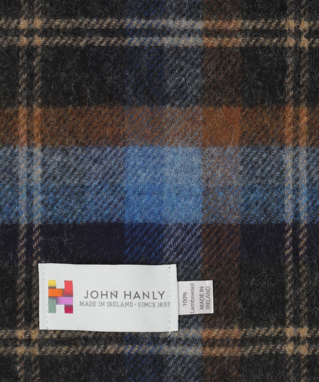 Lambswool Scarf | Blue Orange Mix Check