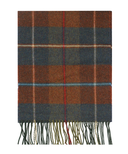 Lambswool Scarf | Rust Brown Blue Red Plaid