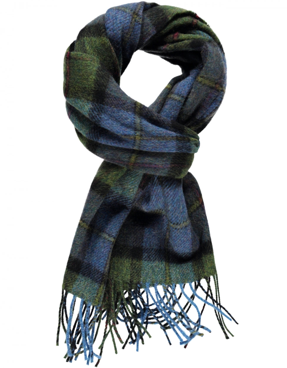 Lambswool Scarf | Denim Green Tartan