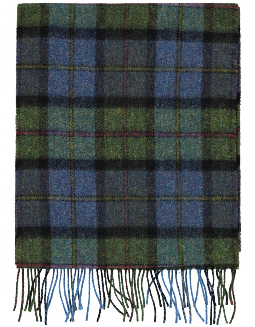 Lambswool Scarf | Denim Green Tartan