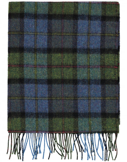 Lambswool Scarf | Denim Green Tartan