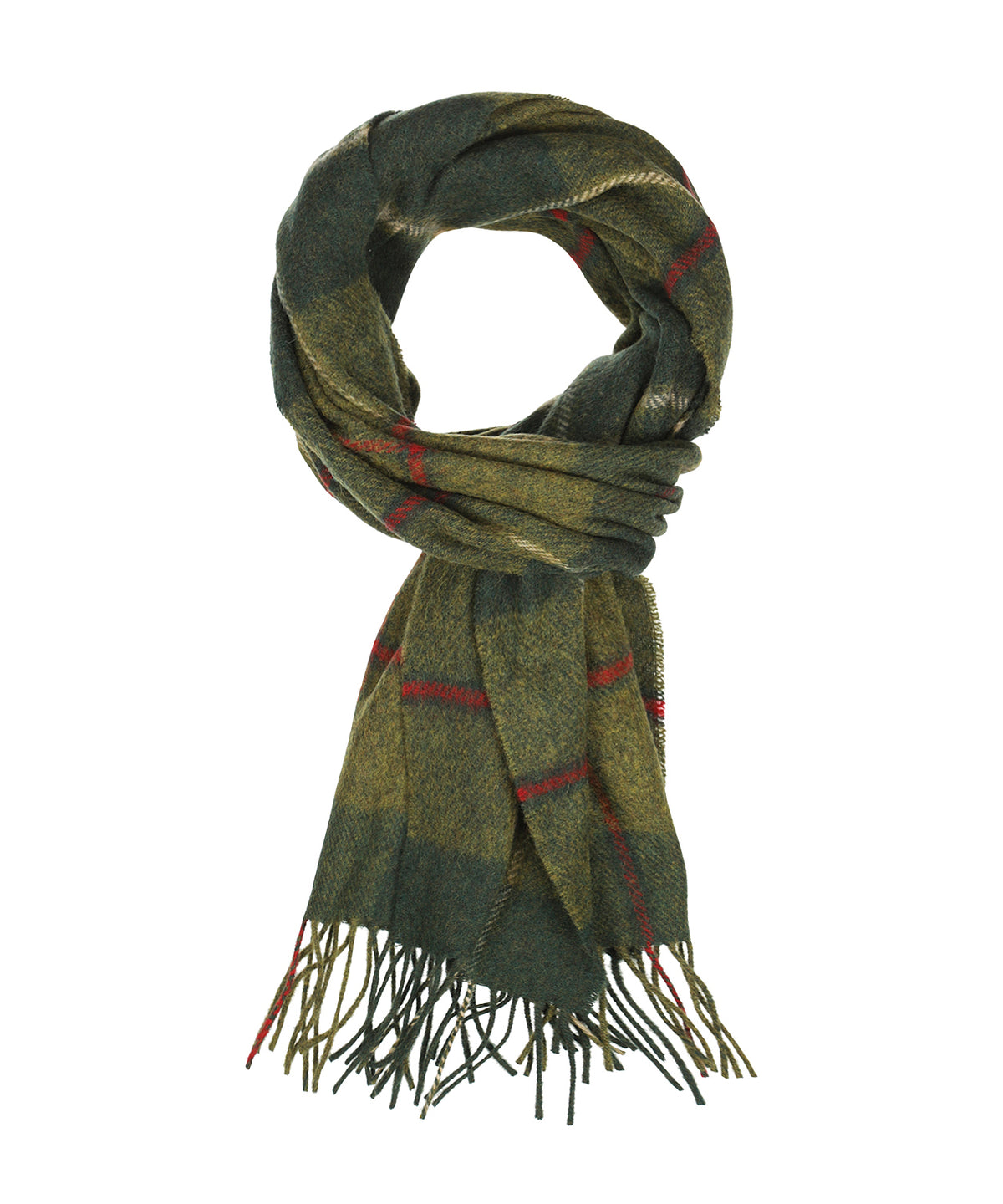 Lambswool Scarf | Country Green Red Cream Plaid