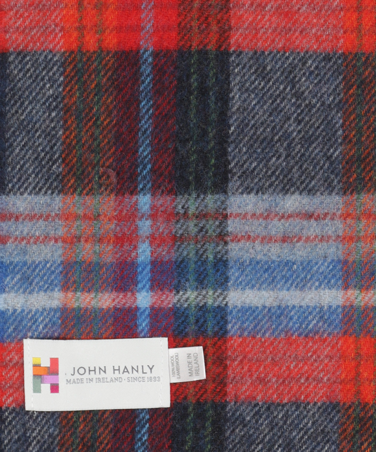 Langer Schal aus Lammwolle mit Karomuster | Marineblau-Rot-Blau-Weinrot-Karo
