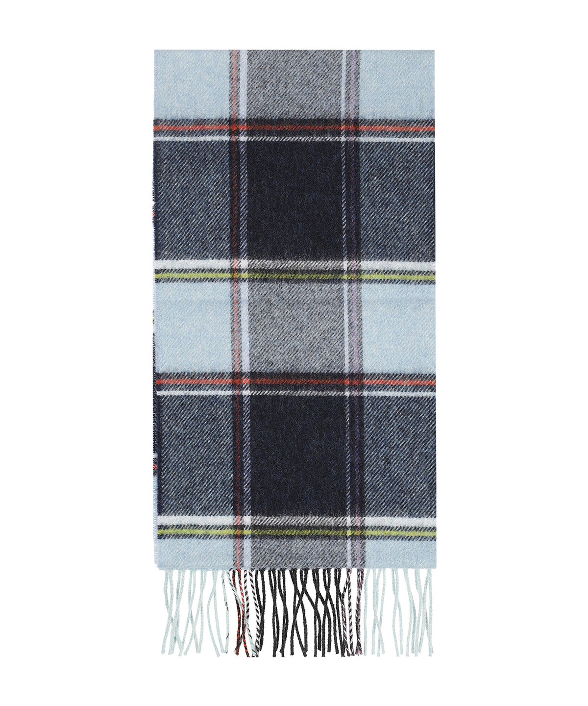 Lambswool Scarf Long | Blauw Lichtblauw ruit