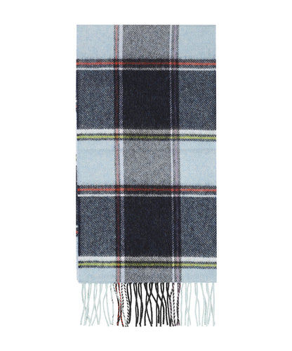 Lambswool Scarf Long | Blauw Lichtblauw ruit