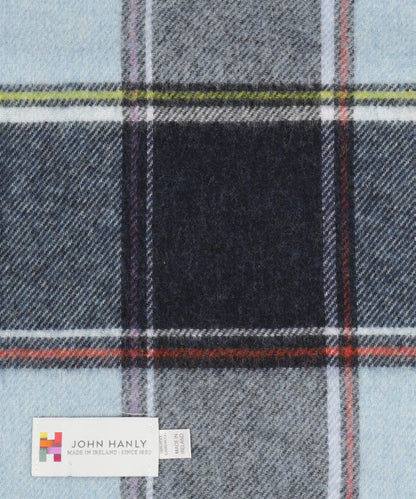 Lambswool Scarf Long | Blauw Lichtblauw ruit