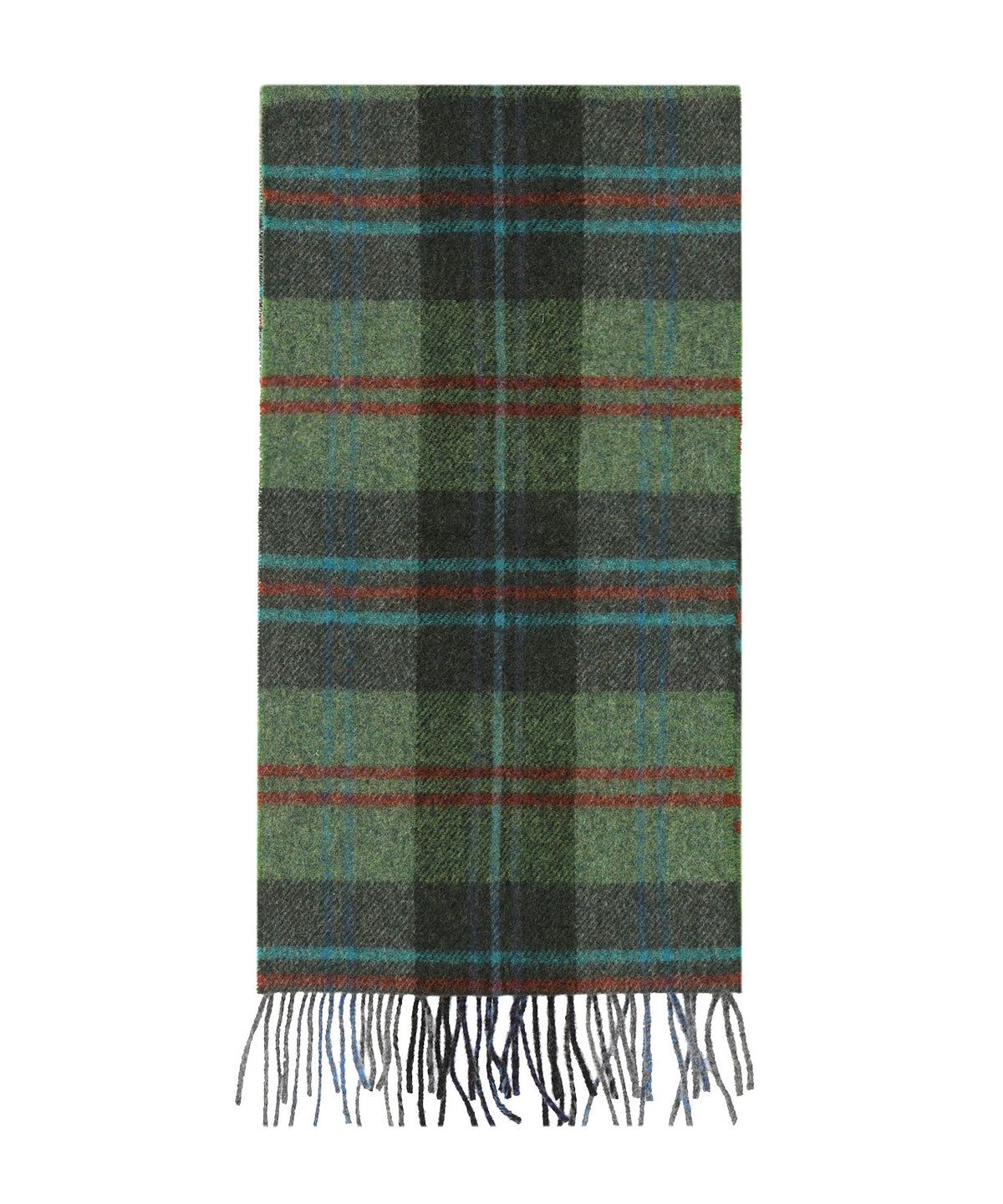 Lambswool Scarf Long | Green Red Overcheck Plaid
