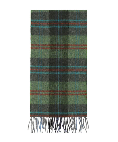Lambswool Scarf Long | Green Red Overcheck Plaid