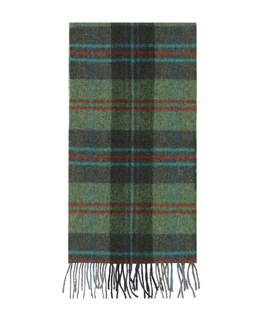 Long Lambswool Check Scarf | Green Red Overcheck Plaid