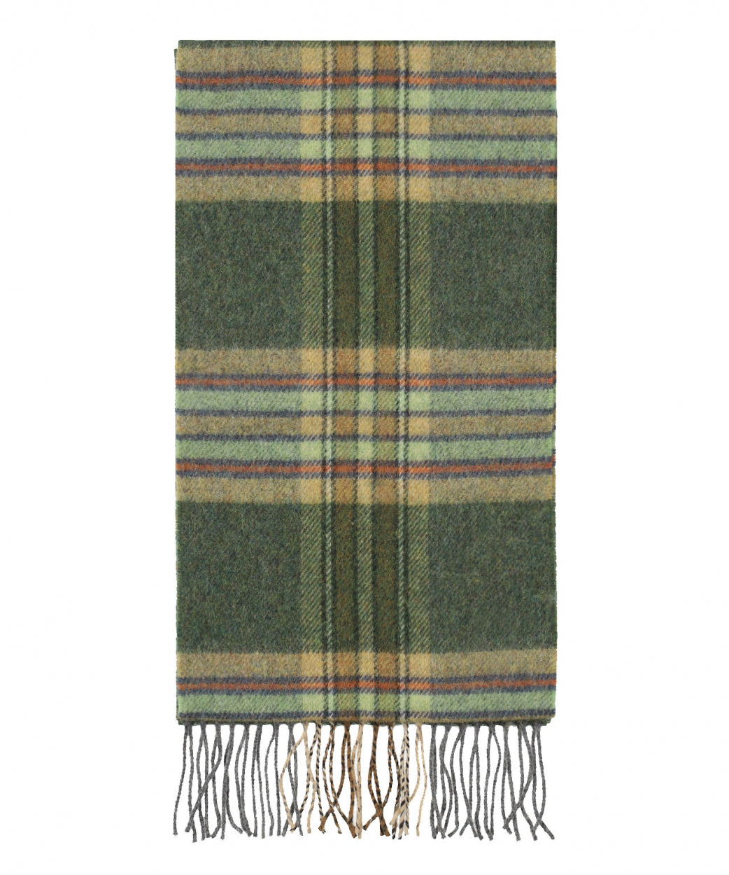 Lambswool Scarf Long | Dark Green Mint Mustard Check