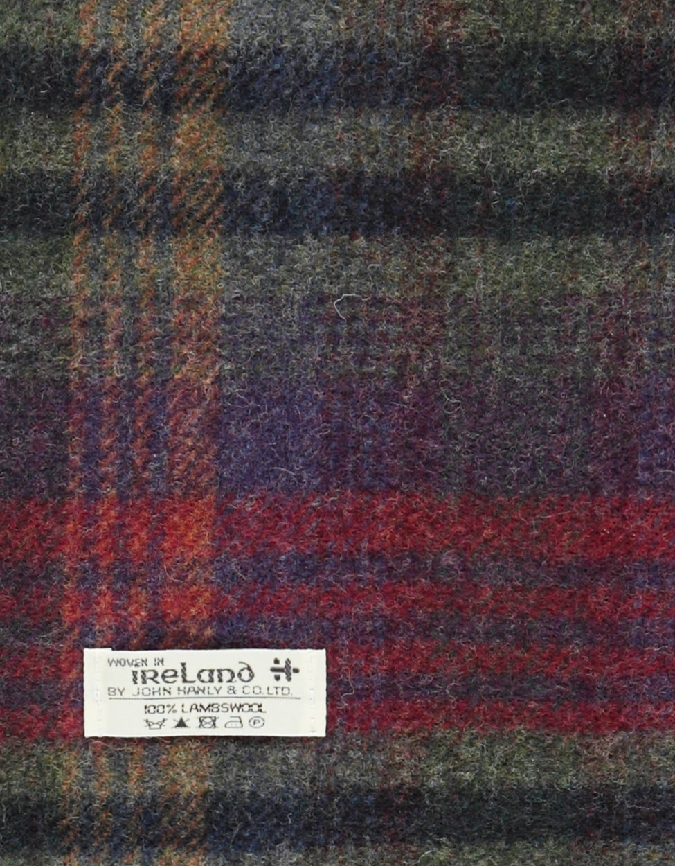 Lambswool Scarf Long | Green Mustard Purple Check