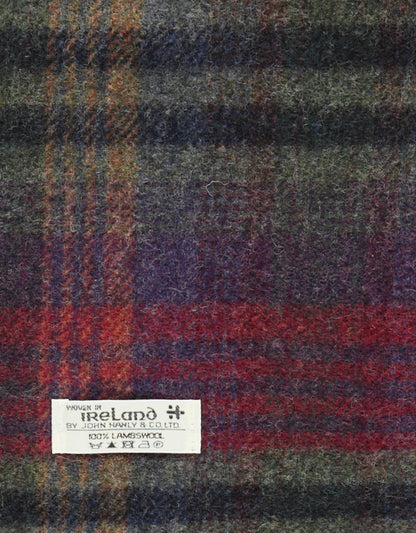 Lambswool Scarf Long | Green Mustard Purple Check