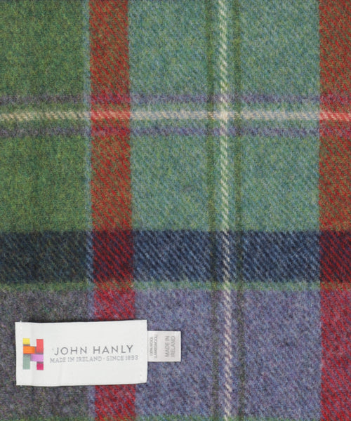 Long Lambswool Checkered Scarf | Purple Green Navy Check