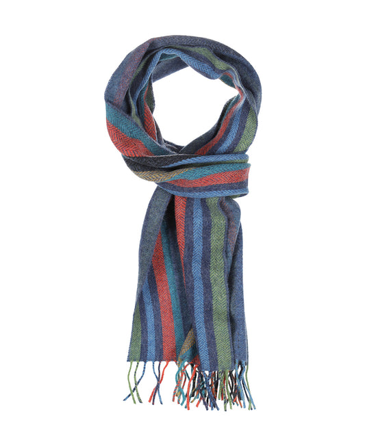 Lambswool Scarf Long | Groen Blauw Rood streep