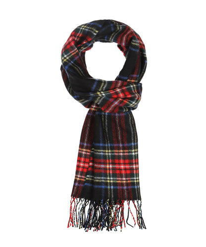 Merino Luxury Wool Scarf | Zwart Rood ruit