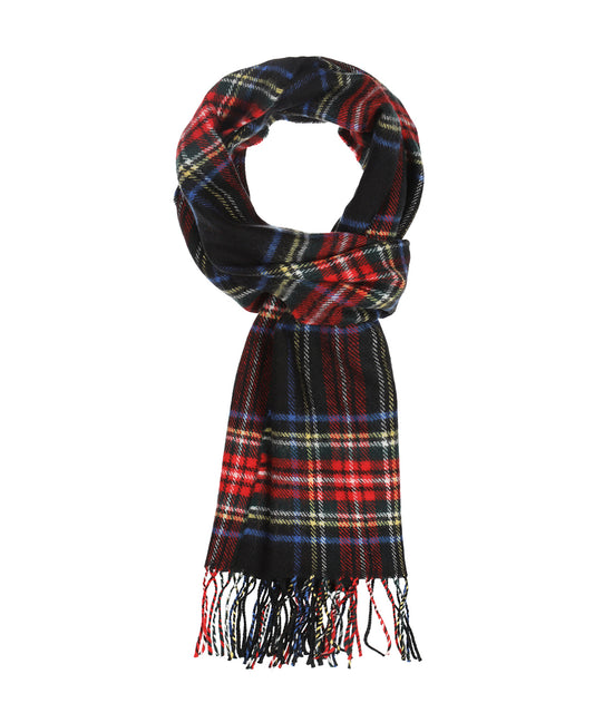 Merino Luxury Wool Scarf | Zwart Rood ruit