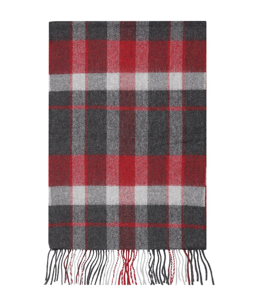 Merino Luxury Wool Scarf | Charcoal Silver Red Check
