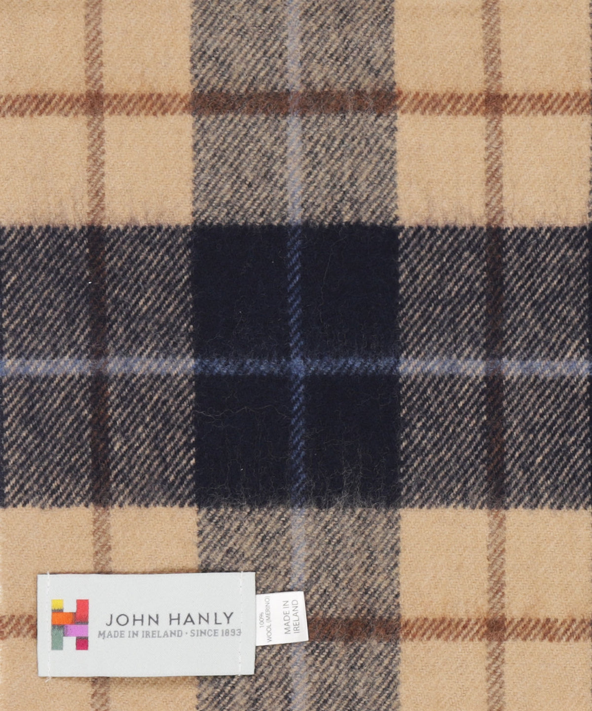 Merino Luxury Wool Scarf | Navy Beige Brown Check