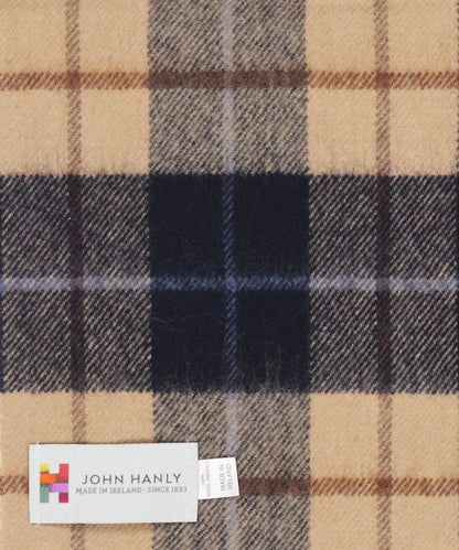 Merino Luxury Wool Scarf | Navy Beige Brown Check