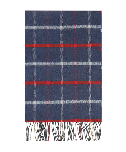 Merino Luxury Wool Scarf | Denim Rood ruit